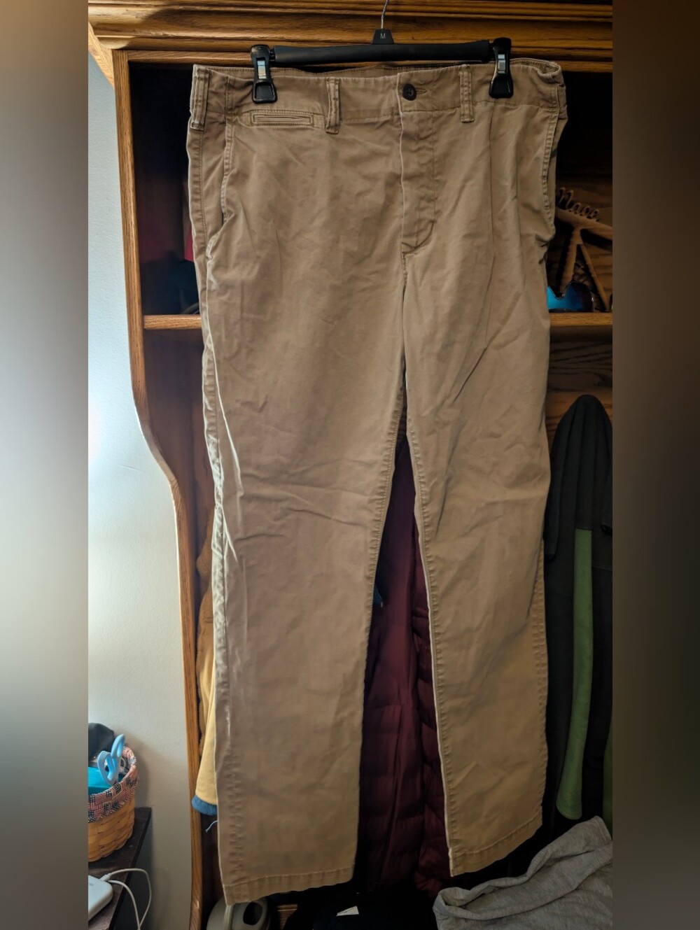 American Eagle Outfitters Men's Khaki Straight Chino Pants 33x32